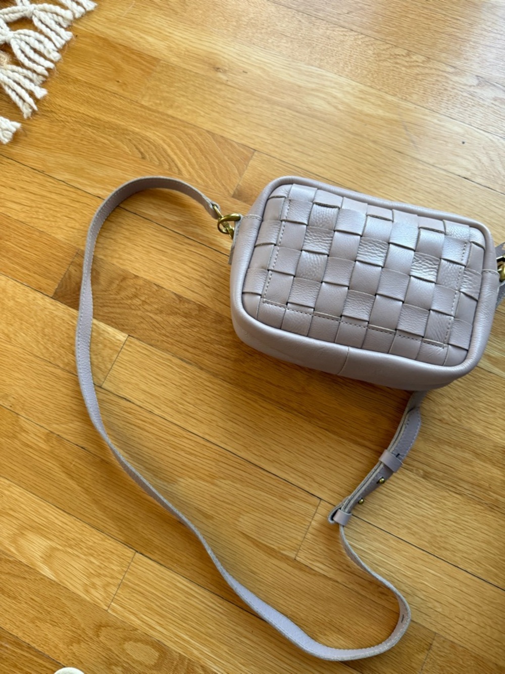 Madewell Transport Camera bag Woven Leather Crossbody Bag - Pale Lilac
